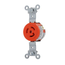 15A, 125V NEMA L5-15R, 2P, 3W, Single Locking Receptacle, Isolated Ground, (Orange)