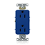 Decora Plus Duplex Receptacle Outlet,  Smooth Face, 15A, 125V Back or Side Wire, NEMA 5-15R, 2-Pole, 3-Wire, Self-Grounding (Blue)