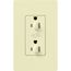 Claro 15A Dual Dimming, Tamper Resistant Duplex Receptacle, Decorator Outlet, Gloss Finish, Almond