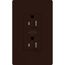 Claro 15A Dual Dimming, Tamper Resistant Duplex Receptacle, Decorator Outlet, Gloss Finish, Brown