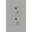 Claro 15A Dual Dimming, Tamper Resistant Duplex Receptacle, Decorator Outlet, Gloss Finish, Gray