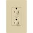 Claro 15A Dual Dimming, Tamper Resistant Duplex Receptacle, Decorator Outlet, Gloss Finish, Ivory