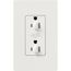 Claro 15A Dual Dimming, Tamper Resistant Duplex Receptacle, Decorator Outlet, Gloss Finish, White