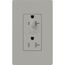 Claro 15A Half-Dimming, Tamper Resistant Duplex Receptacle, Decorator Outlet, Gloss Finish, Gray