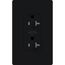 Claro 20A Dual Dimming, Tamper Resistant Duplex Receptacle, Decorator Outlet, Gloss Finish, Black