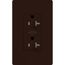 Claro 20A Dual Dimming, Tamper Resistant Duplex Receptacle, Decorator Outlet, Gloss Finish, Brown