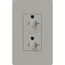 Claro 20A Dual Dimming, Tamper Resistant Duplex Receptacle, Decorator Outlet, Gloss Finish, Gray