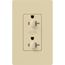 Claro 20A Dual Dimming, Tamper Resistant Duplex Receptacle, Decorator Outlet, Gloss Finish, Ivory