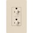 Claro 20A Dual Dimming, Tamper Resistant Duplex Receptacle, Decorator Outlet, Gloss Finish, Light Almond