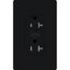 Claro 20A Half-Dimming, Tamper Resistant Duplex Receptacle, Decorator Outlet, Gloss Finish, Black