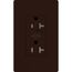 Claro 20A Half-Dimming, Tamper Resistant Duplex Receptacle, Decorator Outlet, Gloss Finish, Brown