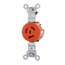 15A, 250V NEMA L6-15R, 2P, 3W, Single Locking Receptacle, Isolated Ground (Orange)