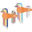 19 Piece Powder Coated Long Ball End Hex Key Set, SAE/Metric