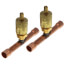 1/4" Flare Copper Access Tee on 1/4" Copper Tube, w/ 1/4" Flare Brass Wrench Cap and Valve Core (Pack of 2)