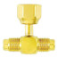 1/4" M. Flare Access x 1/4" F. Flare Tee, w/ Depressor Tip on Branch, w/ Valve Core, All Brass (Pack of 2)