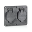 2, 1.56" Dia Single Receptacle Coverplate w/ Weather-resistant Flip Lid Black