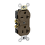 Duplex Receptacle Outlet,  Dual Voltage, Indented Face, 20A, 125/250V Side Wire, NEMA 5-20R_6-20R, 2-Pole, 3-Wire, Self-Grounding (Brown)