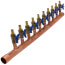 1" Female Sweat x Spin Closed (Right) Copper Manifold, 1/2" PEX Crimp Ball Valves, Lead Free (10 Outlets)