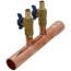 1" Male Sweat x Female Sweat Copper Manifold w/ 1/2" PEX Crimp Ball Valves, Lead Free (2 Outlets)