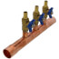 1" Male Sweat x Female Sweat Copper Manifold w/ 1/2" PEX Crimp Ball Valves, Lead Free (3 Outlets)