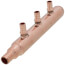 3/4" PEX Crimp x Spin Closed Copper Manifold, w/ 1/2" PEX Crimp Outlets (3 Outlets)