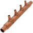 1" PEX Crimp × PEX Crimp Copper Manifold, w/ 1/2" PEX Crimp Outlets (4 Outlets)
