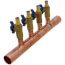1" Male Sweat x Female Sweat Copper Manifold w/ 1/2" PEX Crimp Ball Valves, Lead Free (4 Outlets)