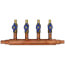 3/4" PEX Crimp Copper Manifold w/ 1/2" PEX Crimp Ball Valves, Lead Free (4 Outlets)