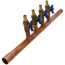 3/4" M. Sweat x F. Sweat Copper Manifold w/ Extended Trunk, 1/2" PEX Crimp Ball Valves, Lead Free (4 Outlets)