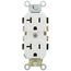 Commercial Grade Duplex Receptacle w/ Smooth Face, Self Grounding Clip, 20A, NEMA 5-20R - White (125V)