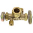 1/2" Nom Comp. (5/8" OD) x 3/8" OD Comp. x 1/4" OD Comp. Dual Angle Supply Stop, Lead Free (Rough Brass)
