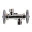 1/2" Nom Compression (5/8" OD) x 3/8" OD Compression x 3/8" OD Compression Dual Angle Supply Stop, Lead Free (Chrome)