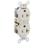 Commercial Grade Duplex Receptacle w/ Self Grounding Clip, 20A, NEMA 5-20R - Light Almond (125V)