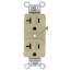 Commercial Spec Grade Side Wired Duplex Receptacle, 20A, 2P - Ivory (125V)