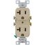 Commercial Grade Duplex Receptacle, 20A, 2P, 3W, Side Wire, NEMA 5-20R - Ivory (125V)