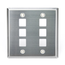 Stainless Steel Quickport, Wallplate, Dual Gang, 6-port