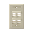 Angled Single-Gang Quickport, Wallplate w/ ID Windows, 4-port (Ivory)