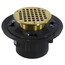2" x 3" Polished Brass Heavy Duty Shower Drain w/ 5" Round Strainer