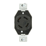 30A, 250V DC/600V AC, Non-NEMA, 3P, 4W, Flush Mtg Locking Receptacle, Grounding (Black)