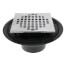 4" Shower Drain/Floor Drain Chrome Plated Cast, Square Strainer, PVC