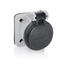 16 Series Panel Receptacle Enclosure w/ Automatic Closing Lid, Male/Female, Thermoplastic Housing and Cover, Stainless Steel Torsion Spring (Black)