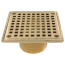 4" Square Polished Brass Strainer w/ 2" Brass Spud