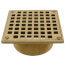 5" Square Polished Brass Strainer w/ 3-1/2" Metal Spud