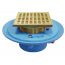 2" No Hub Floor Drain w/ 7" Pan & 5" Polished Brass Square Strainer