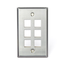 Stainless Steel Quickport, Wallplate, Single Gang, 6-port