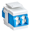 Quickport, Duplex Lc Adapter, Shuttered, Sm, Zirconia Ceramic Sleeve (Blue)/white
