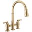 Broderick 2 Handle Pulldown Bridge Kitchen Faucet (Champagne Bronze), 2390L-CZ-DST