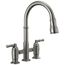 Broderick 2 Handle Pulldown Bridge Kitchen Faucet (Black Stainless), 2390L-KS-DST