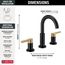 Nicoli 2 Handle Widespread Bathroom Faucet (Matte Black/Champagne Bronze), 35749LF-GZ