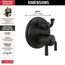 Kayra 2-Handle Monitor 17 Series Valve Trim w/ 3- or 6- Setting Diverter (Matte Black), T27833-BL